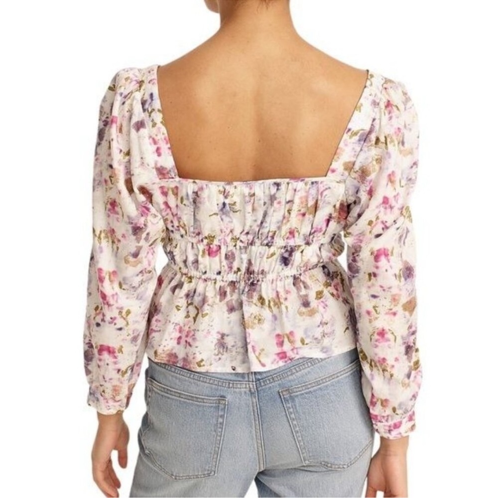 NWT J. Crew X FLORA OBSCRA Floral Square-Neck BLOUSE in KALEIDOSCOPE, 6 - Picture 7 of 14